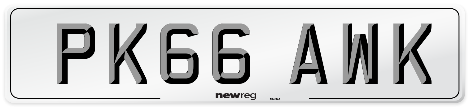 PK66 AWK Number Plate from New Reg